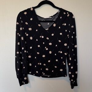 Lush Black Floral Blouse